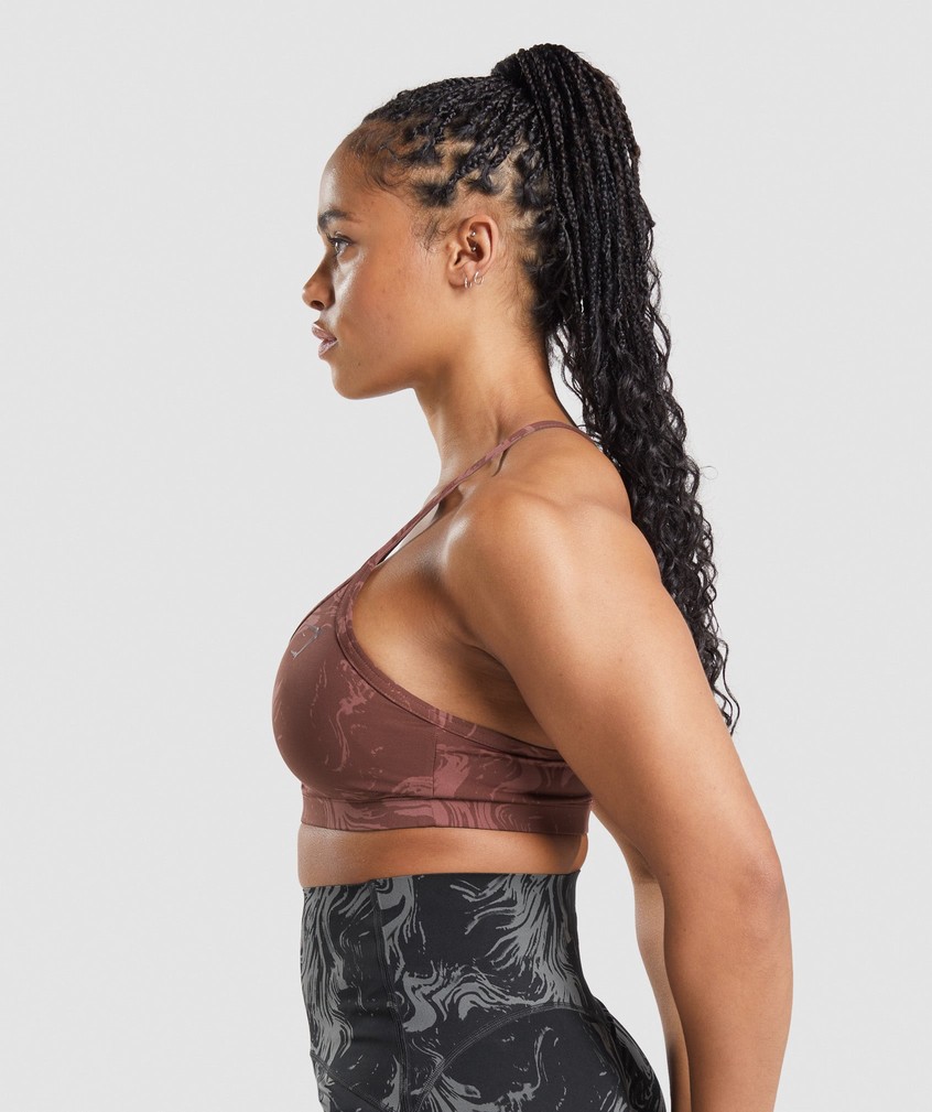 Pink Brown Women's Gymshark GS Power Sports Bra | USA-21046