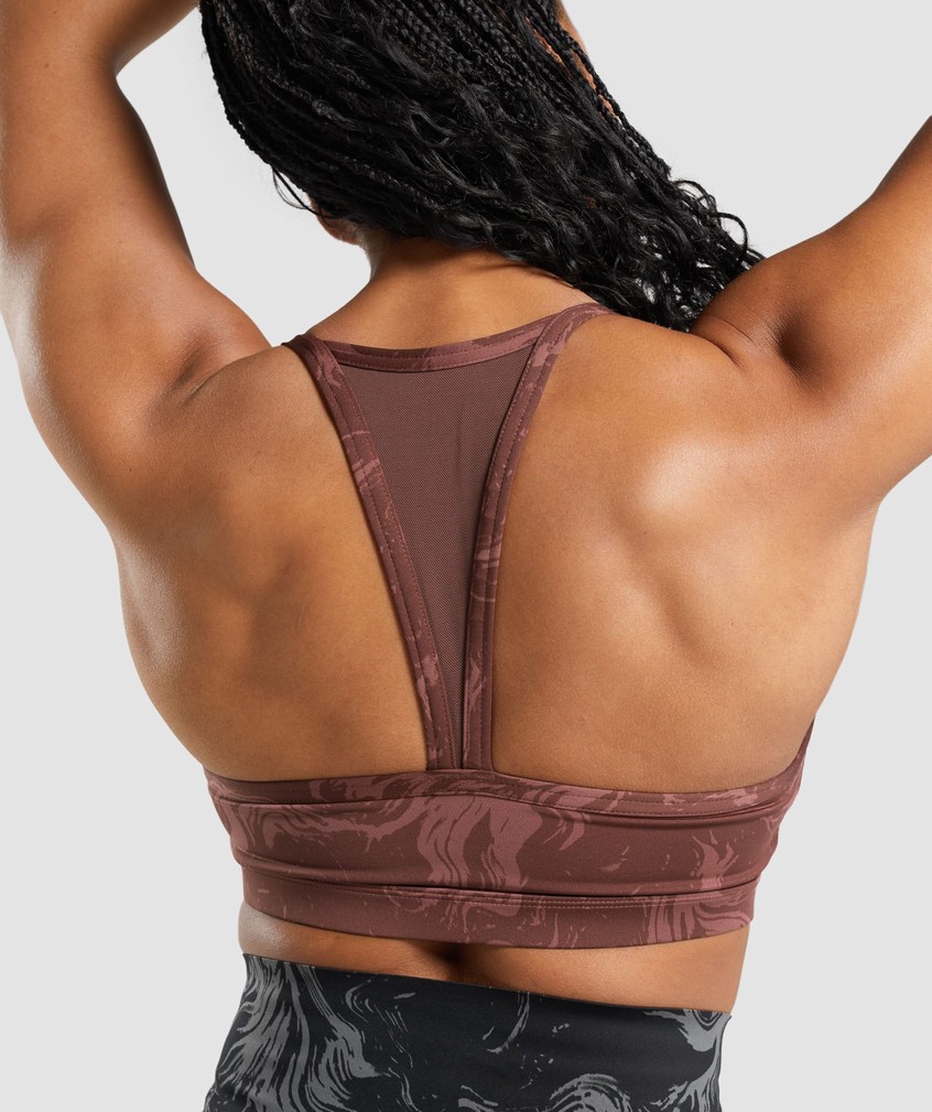 Pink Brown Women's Gymshark GS Power Sports Bra | USA-21046