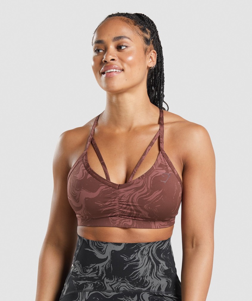 Pink Brown Women\'s Gymshark GS Power Sports Bra | USA-21046