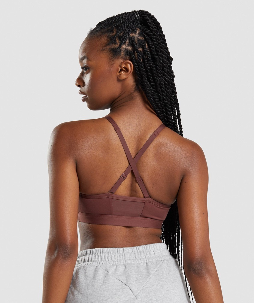 Pink Brown Women's Gymshark Ruched Sports Bra | USA-12765