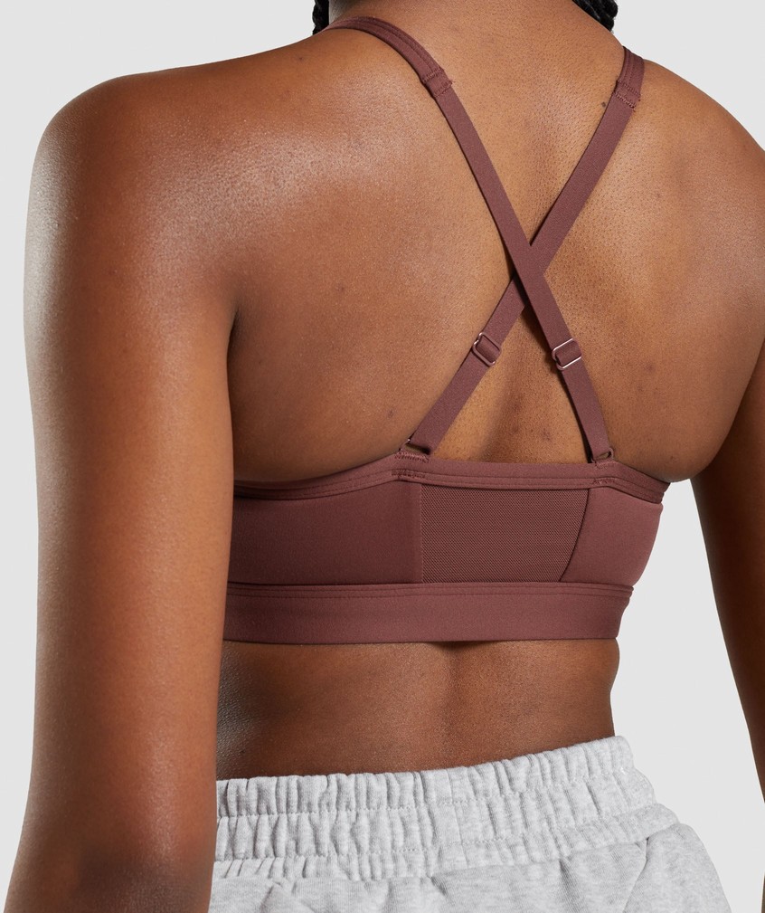 Pink Brown Women's Gymshark Ruched Sports Bra | USA-12765