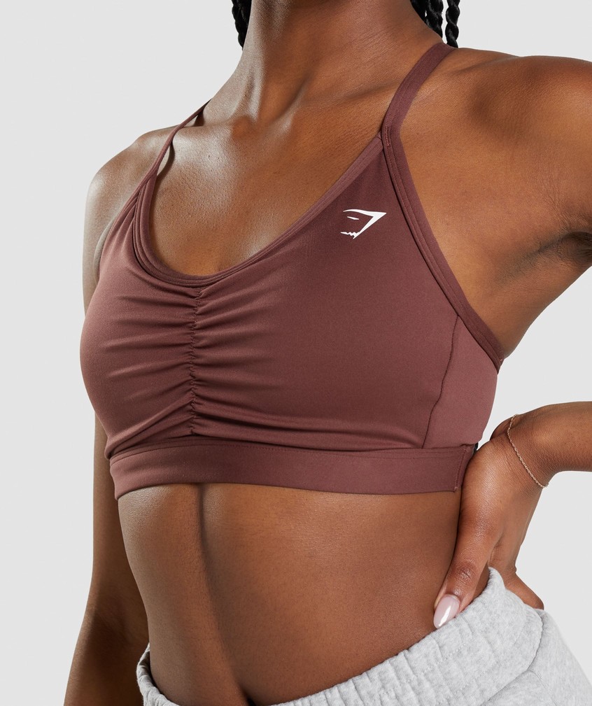 Pink Brown Women's Gymshark Ruched Sports Bra | USA-12765