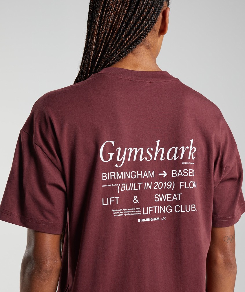 Pink Brown Women's Gymshark Social Club Oversized T-Shirts | USA-08621