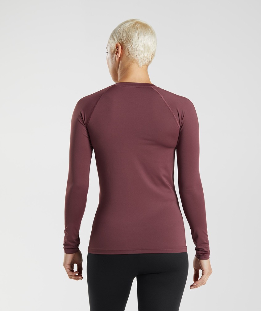 Pink Brown Women's Gymshark Training Baselayer Long Sleeve Top T-Shirts | USA-74198