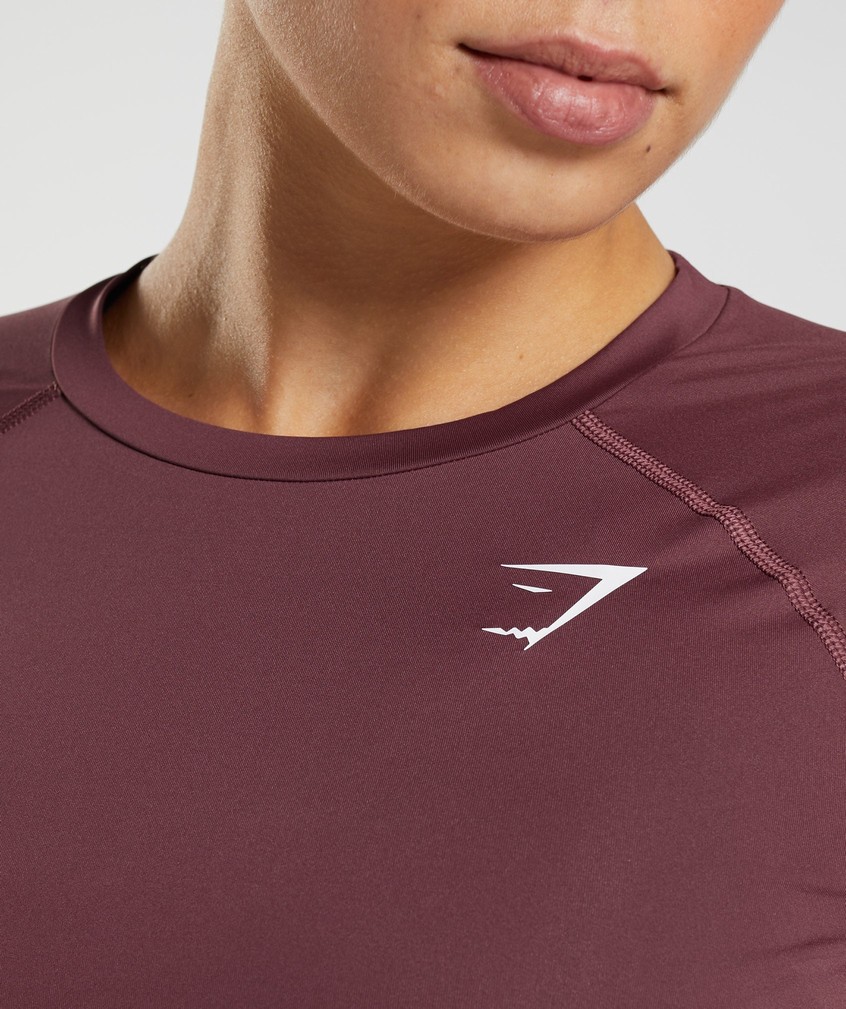 Pink Brown Women's Gymshark Training Baselayer Long Sleeve Top T-Shirts | USA-74198