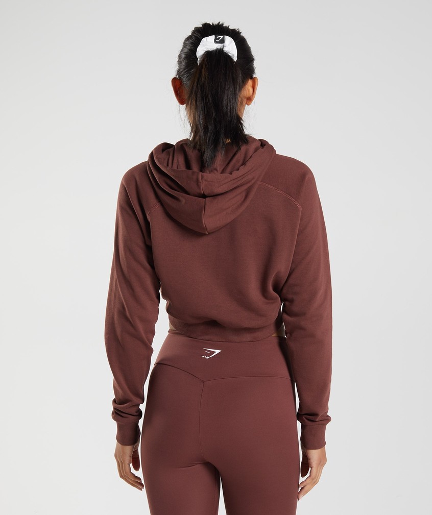 Pink Brown Women's Gymshark Training Cropped Hoodie | USA-05139