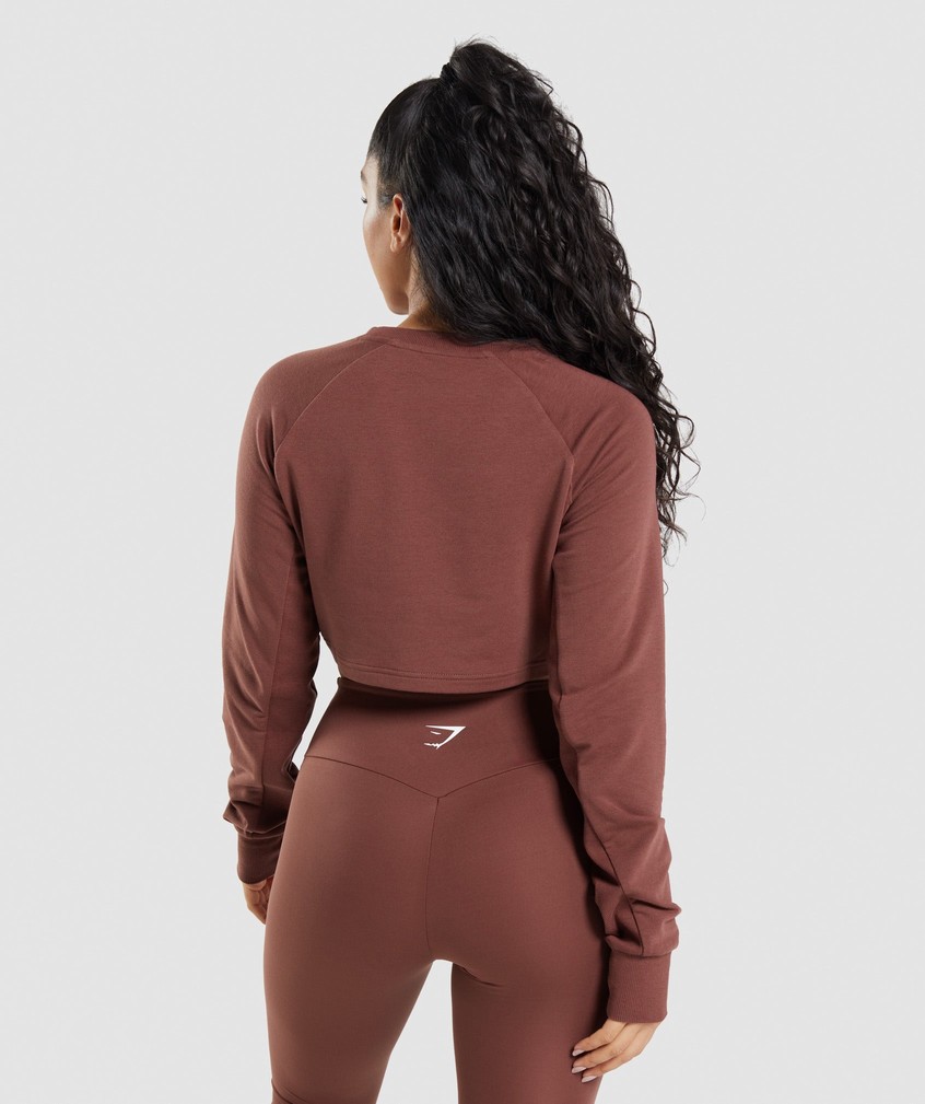 Pink Brown Women's Gymshark Training Cropped Sweater | USA-39481