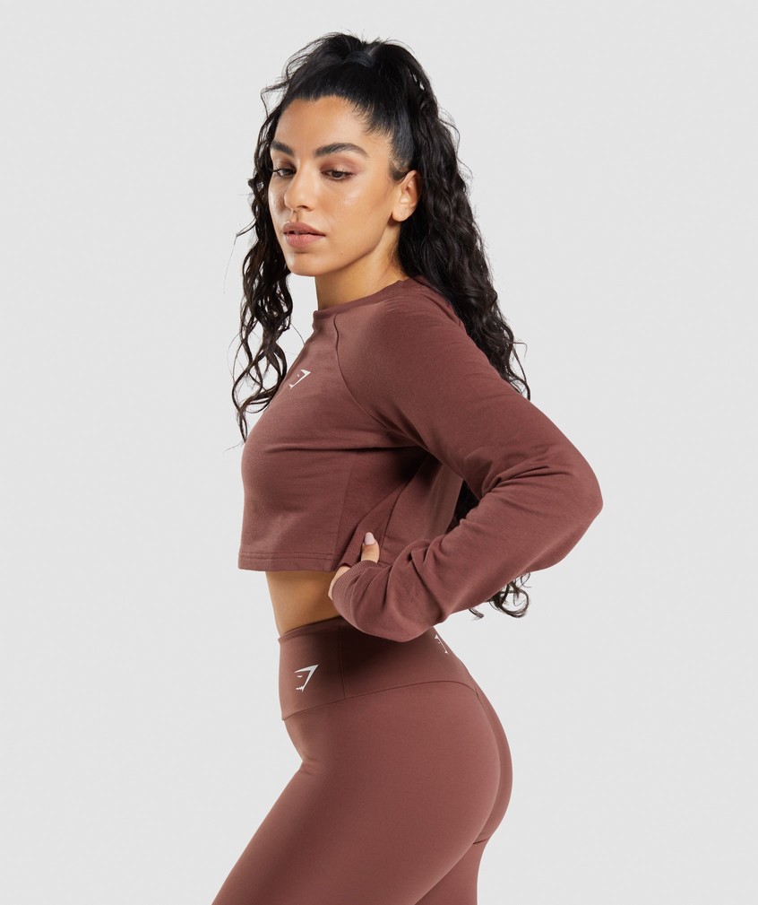 Pink Brown Women's Gymshark Training Cropped Sweater | USA-39481