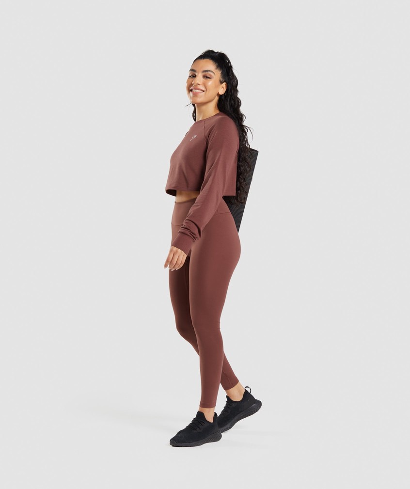 Pink Brown Women's Gymshark Training Cropped Sweater | USA-39481