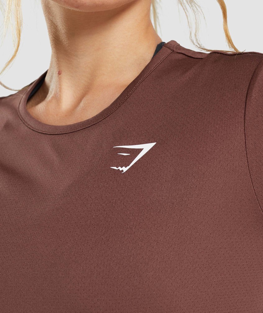 Pink Brown Women's Gymshark Training Long Sleeve Top T-Shirts | USA-53406