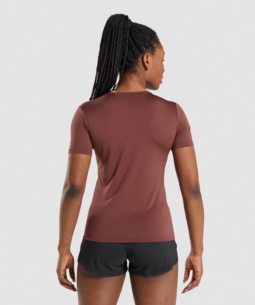 Pink Brown Women's Gymshark Training T-Shirts | USA-41578