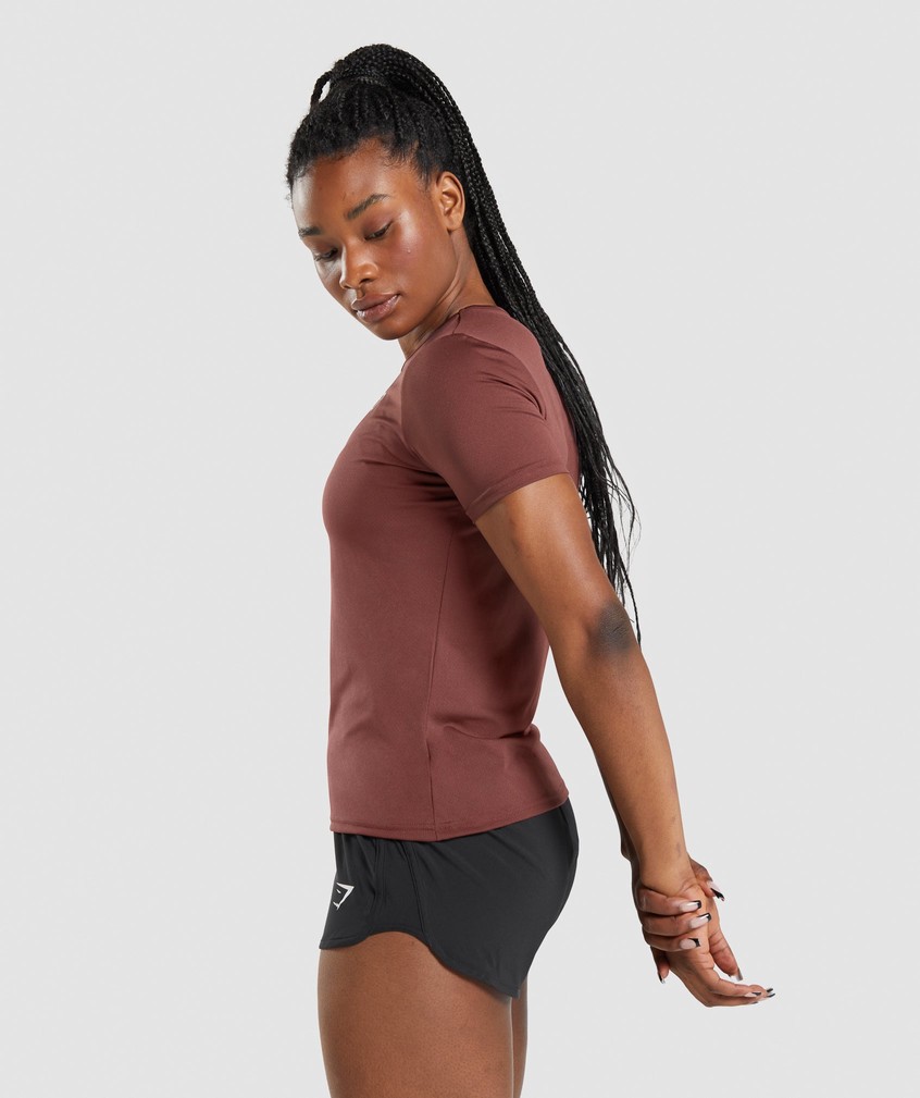 Pink Brown Women's Gymshark Training T-Shirts | USA-41578