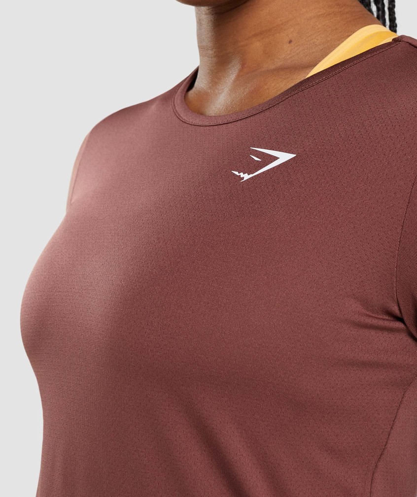 Pink Brown Women's Gymshark Training T-Shirts | USA-41578