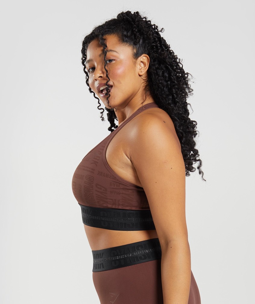 Pink Brown Women's Gymshark Vision Sports Bra | USA-59714