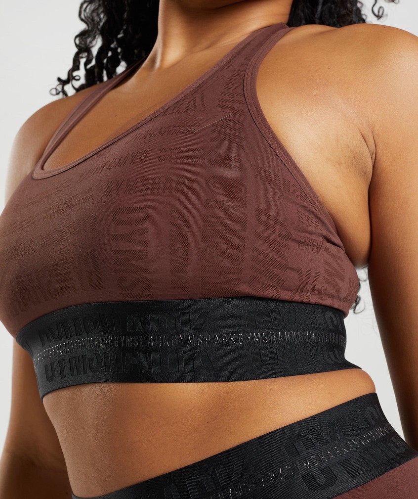 Pink Brown Women's Gymshark Vision Sports Bra | USA-59714