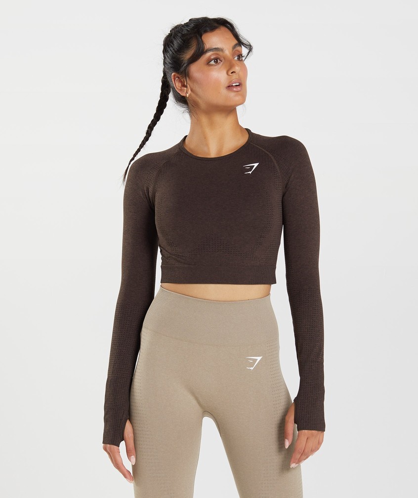 Pink Brown Women's Gymshark Vital Seamless 2.0 Crop Top T-Shirts | USA-09754