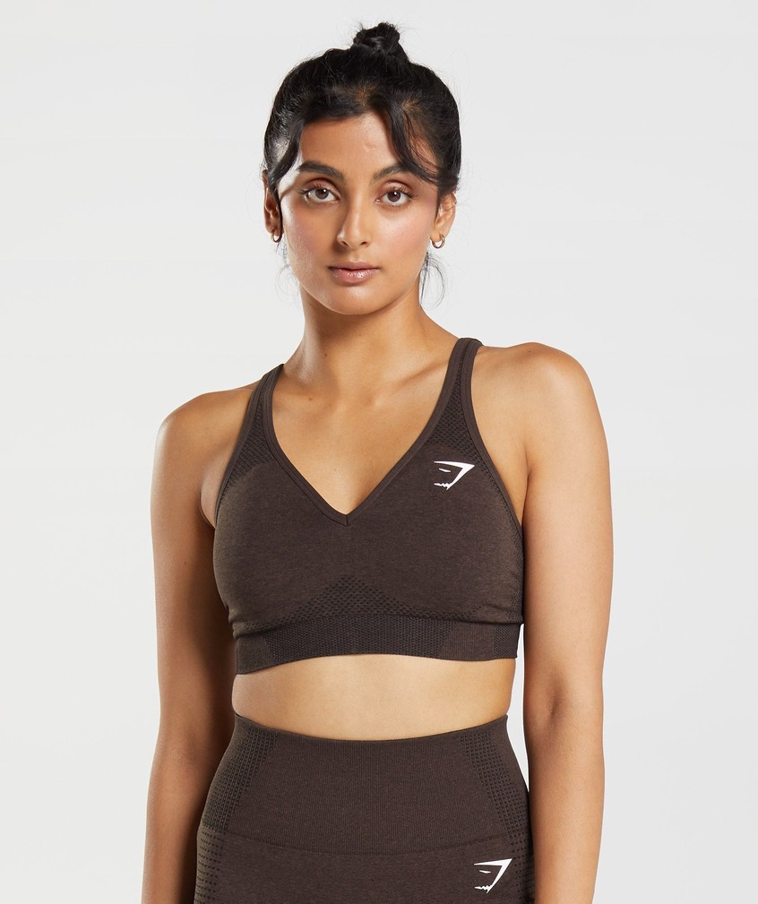 Pink Brown Women's Gymshark Vital Seamless 2.0 V Neck Sports Bra | USA-20158