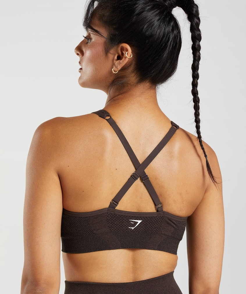 Pink Brown Women's Gymshark Vital Seamless 2.0 V Neck Sports Bra | USA-20158