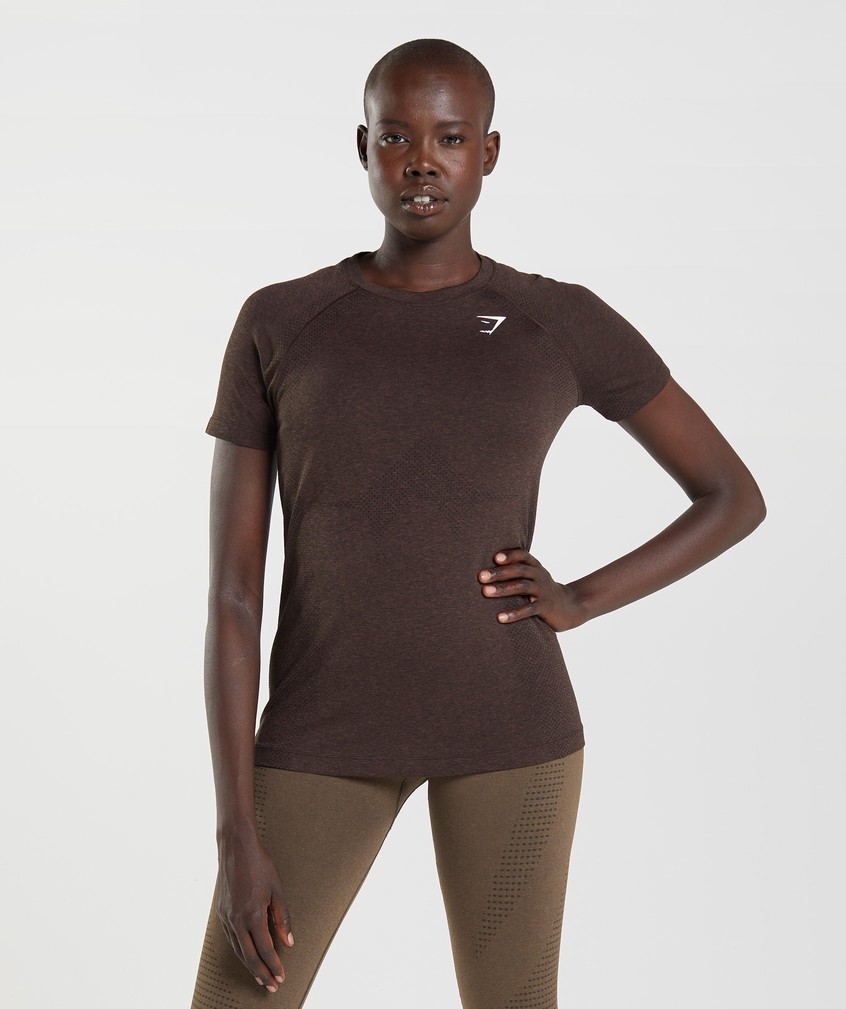 Pink Brown Women's Gymshark Vital Seamless 2.0 Light T-Shirts | USA-74209