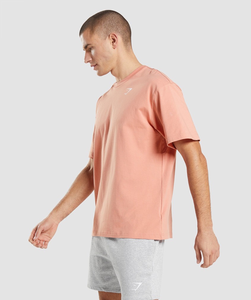 Pink Men's Gymshark Essential Oversized T-Shirts | USA-89021