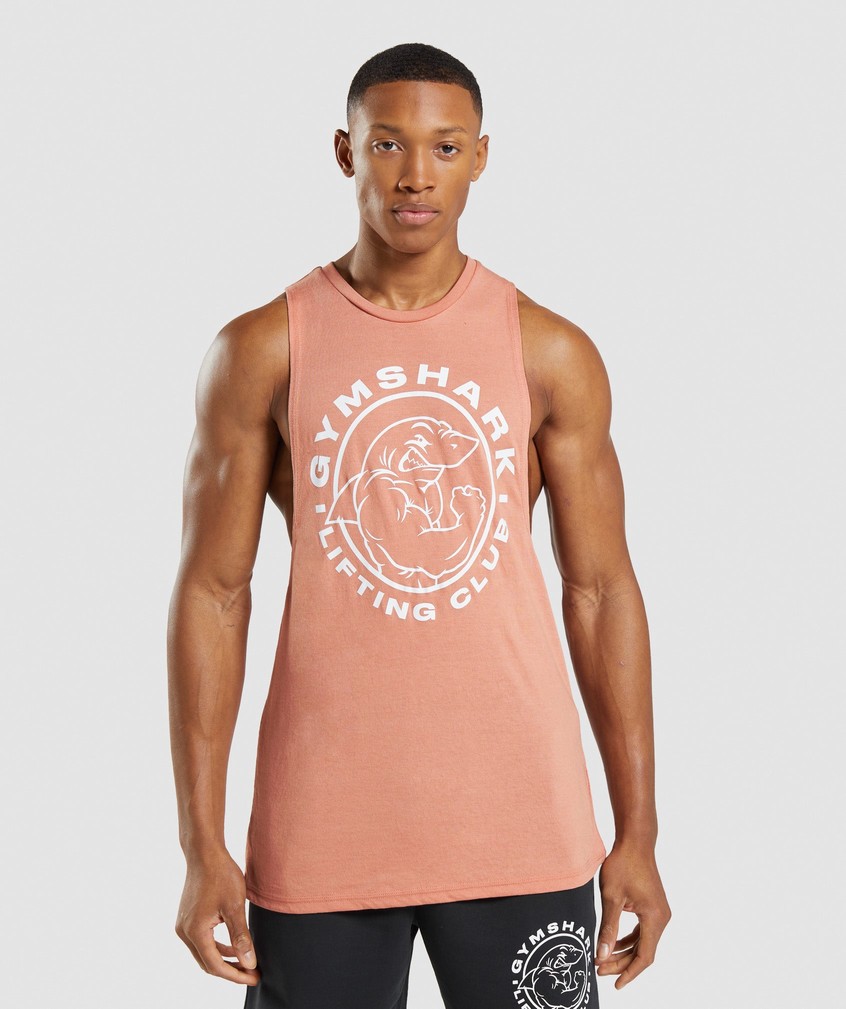 Pink Men\'s Gymshark Legacy Drop Arm Tank | USA-46795