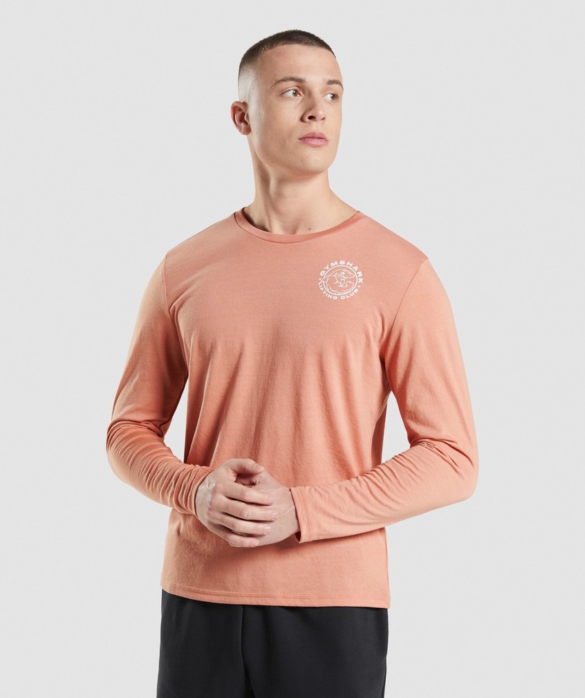 Pink Men's Gymshark Legacy Long Sleeve T-Shirts | USA-04791