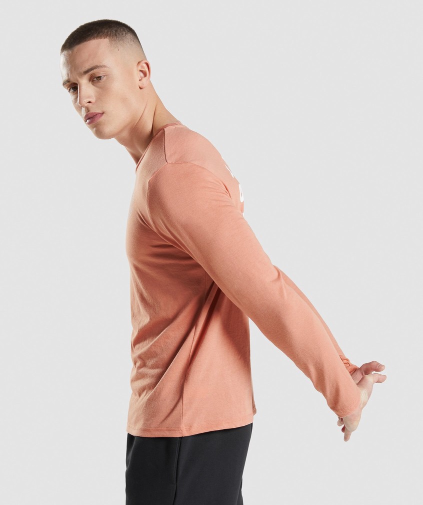 Pink Men's Gymshark Legacy Long Sleeve T-Shirts | USA-04791