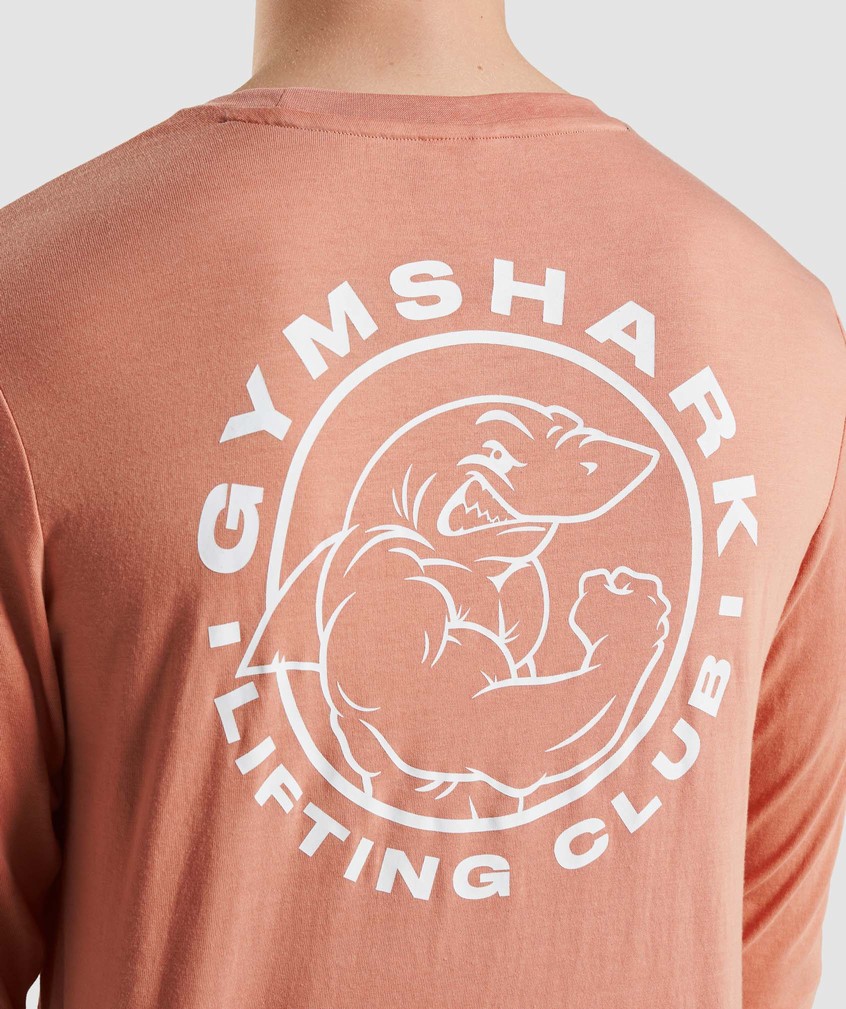 Pink Men's Gymshark Legacy Long Sleeve T-Shirts | USA-04791