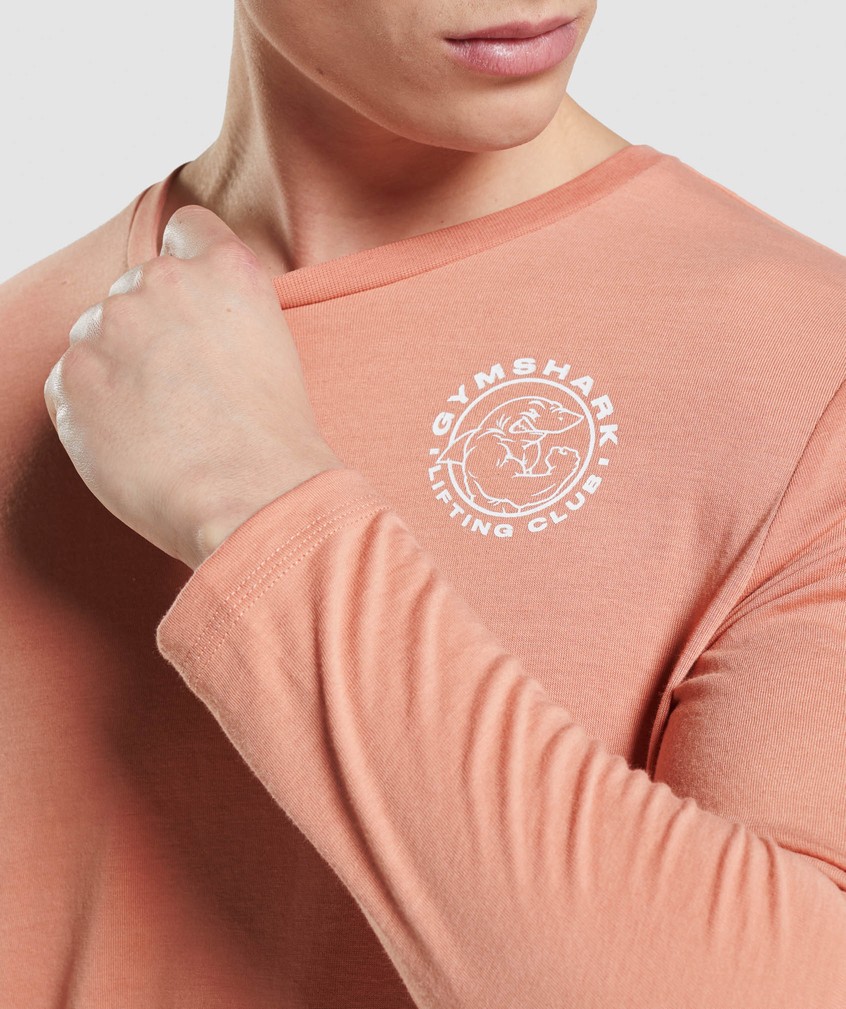 Pink Men's Gymshark Legacy Long Sleeve T-Shirts | USA-04791