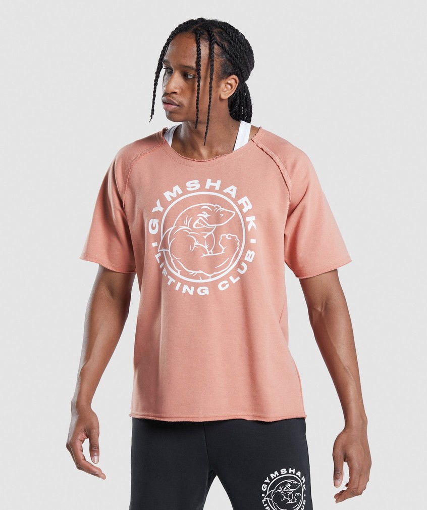 Pink Men's Gymshark Legacy Rag Top T-Shirts | USA-40182