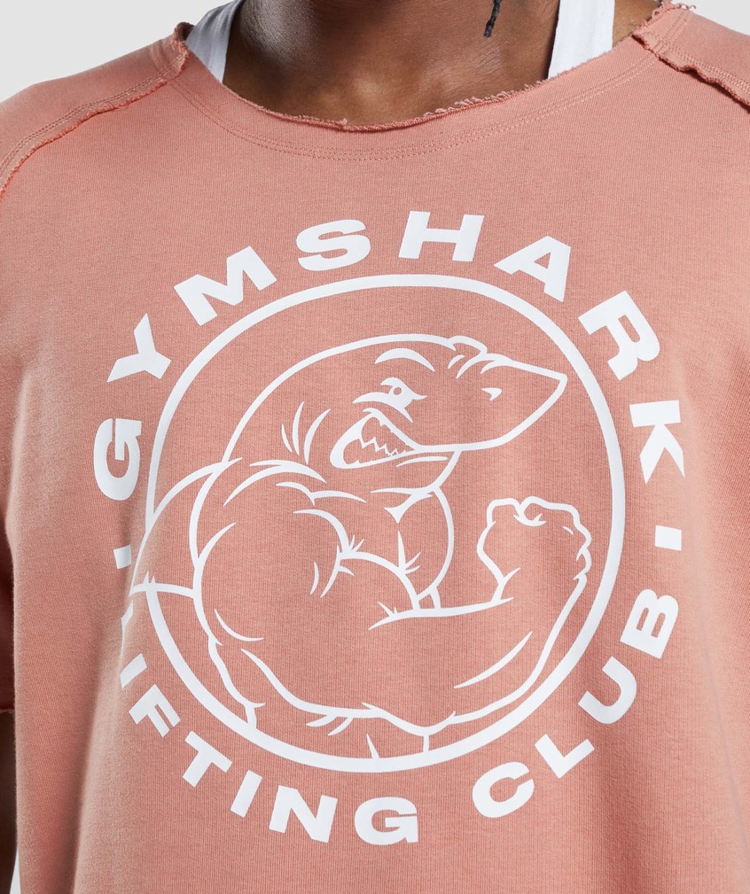 Pink Men's Gymshark Legacy Rag Top T-Shirts | USA-40182