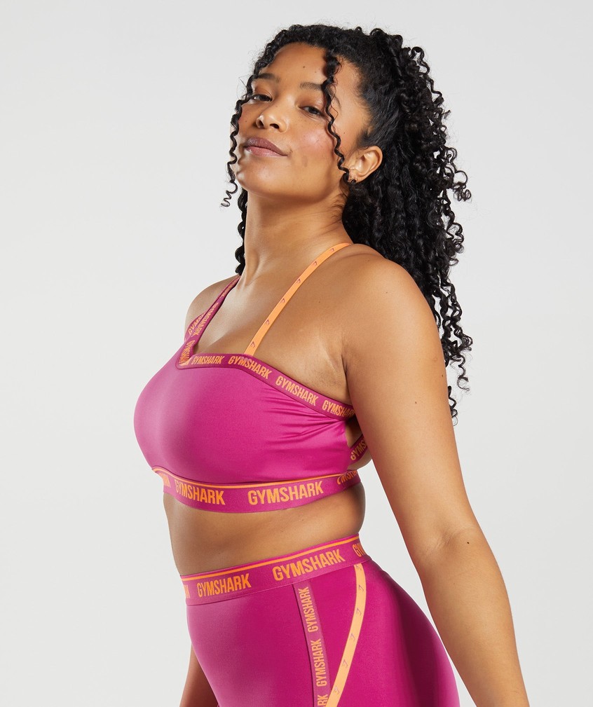 Pink / Orange Women's Gymshark Strike Sports Bra | USA-85061