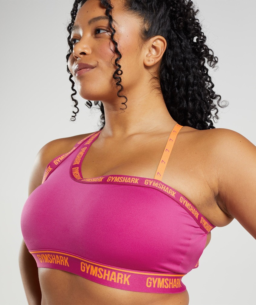 Pink / Orange Women's Gymshark Strike Sports Bra | USA-85061