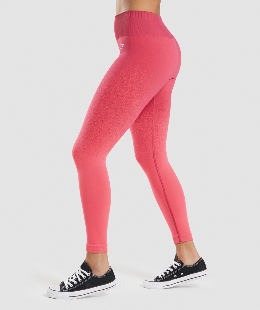 Pink / Red Women's Gymshark Adapt Ombre Seamless Leggings | USA-96345