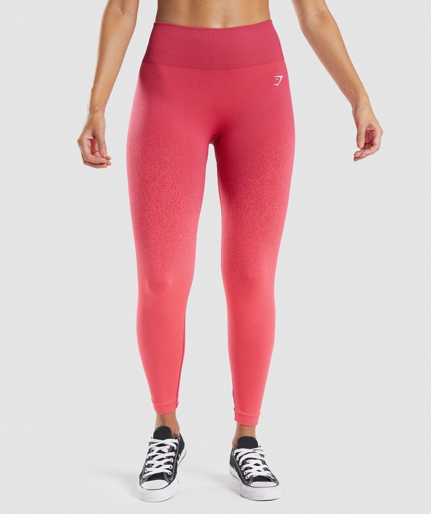 Pink / Red Women\'s Gymshark Adapt Ombre Seamless Leggings | USA-96345