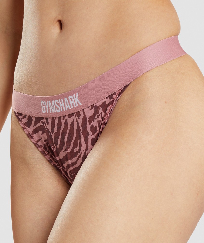 Pink Women's Gymshark Cotton High Rise Thong | USA-16795