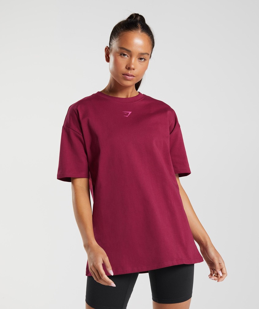 Pink Women's Gymshark Fraction Oversized T-Shirts | USA-50827