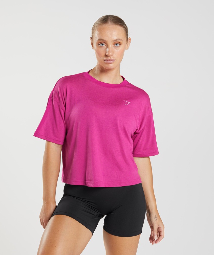 Pink Women\'s Gymshark GS Power Midi Top T-Shirts | USA-15698