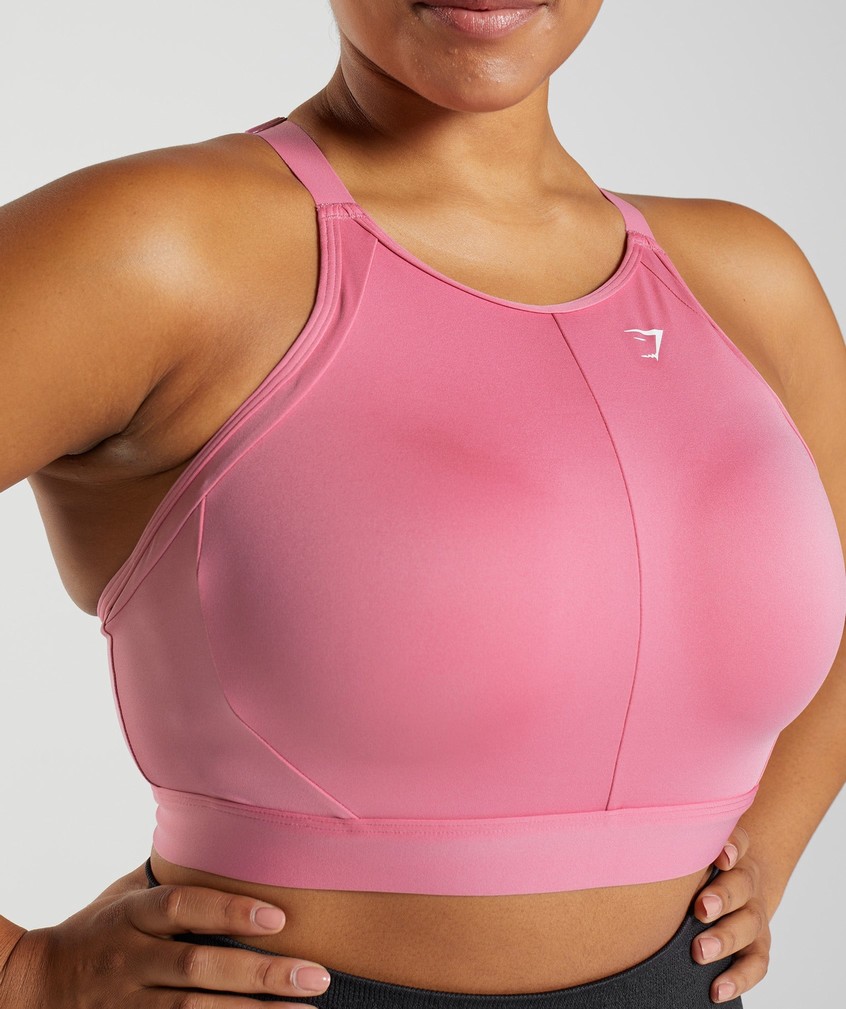 Pink Women's Gymshark High Neck High Support Sports Bra | USA-63905