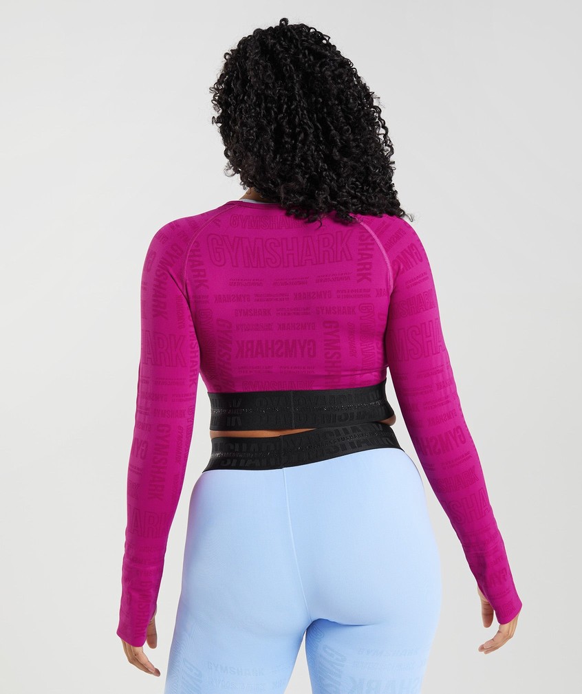 Pink Women's Gymshark Vision Long Sleeve Crop Top T-Shirts | USA-03142