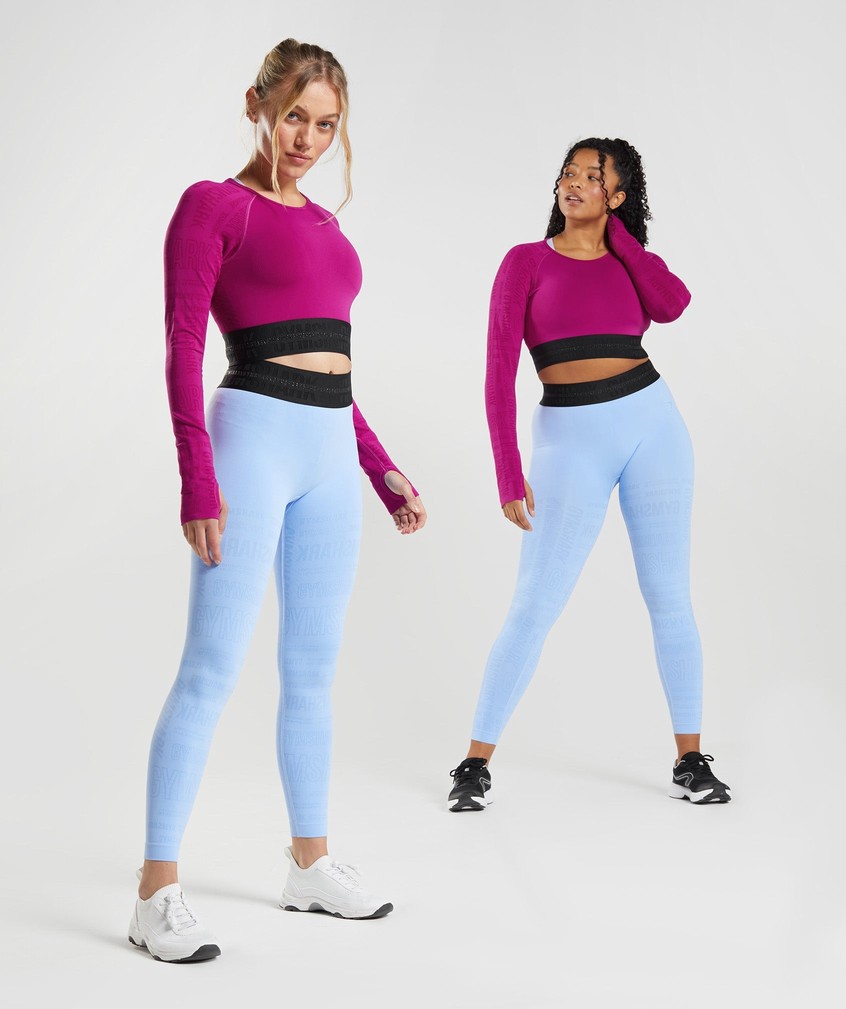 Pink Women's Gymshark Vision Long Sleeve Crop Top T-Shirts | USA-03142