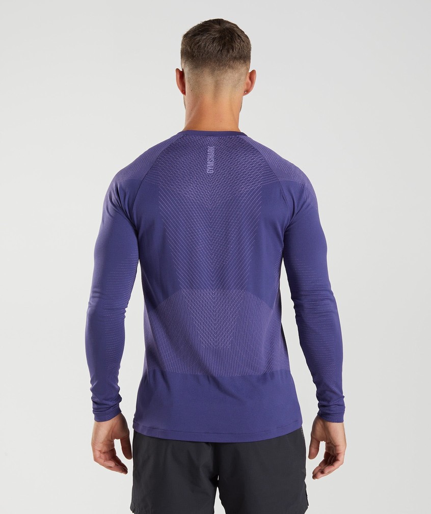 Purple Men's Gymshark Apex Seamless Long Sleeve T-Shirts | USA-35264