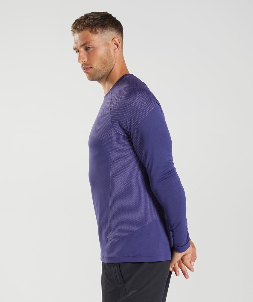 Purple Men's Gymshark Apex Seamless Long Sleeve T-Shirts | USA-35264