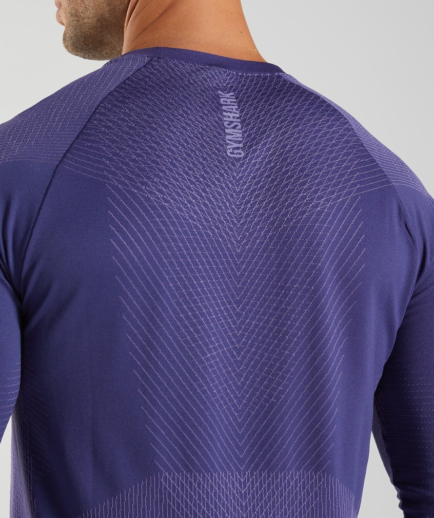 Purple Men's Gymshark Apex Seamless Long Sleeve T-Shirts | USA-35264