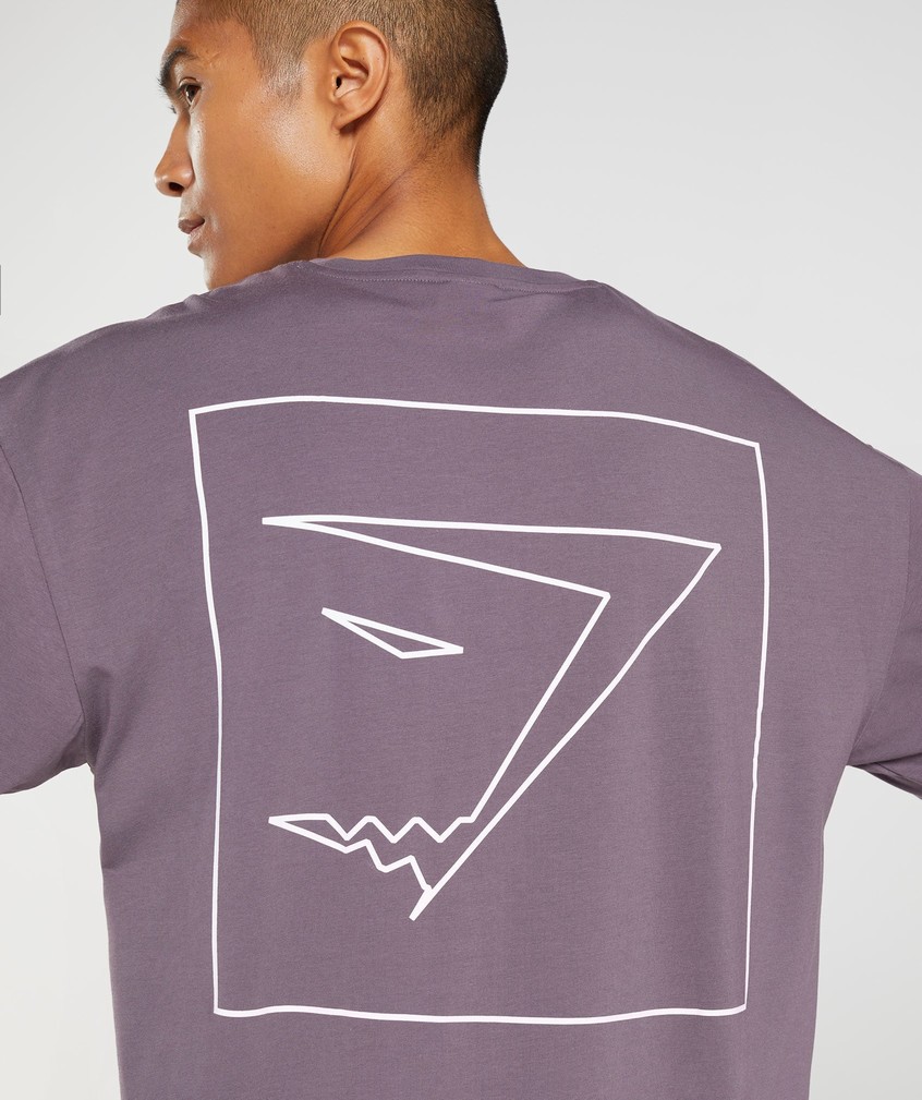 Purple Men's Gymshark Outline Oversized T-Shirts | USA-24197