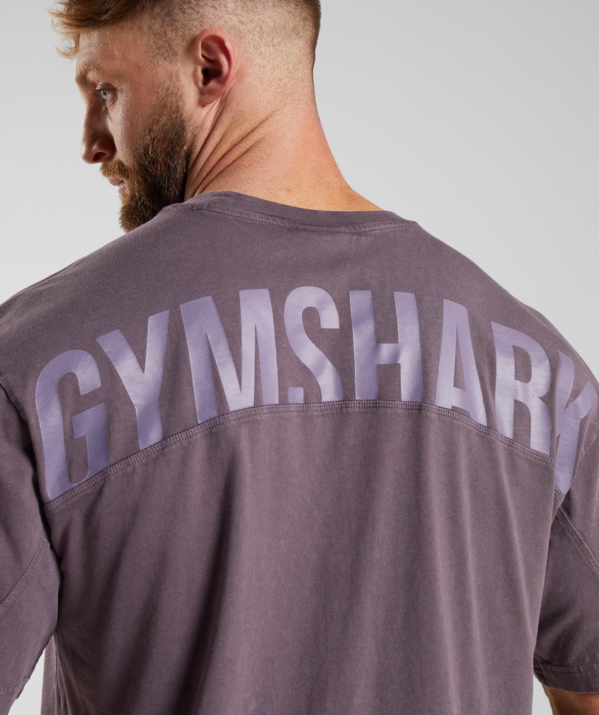 Purple Men's Gymshark Power Washed T-Shirts | USA-07841