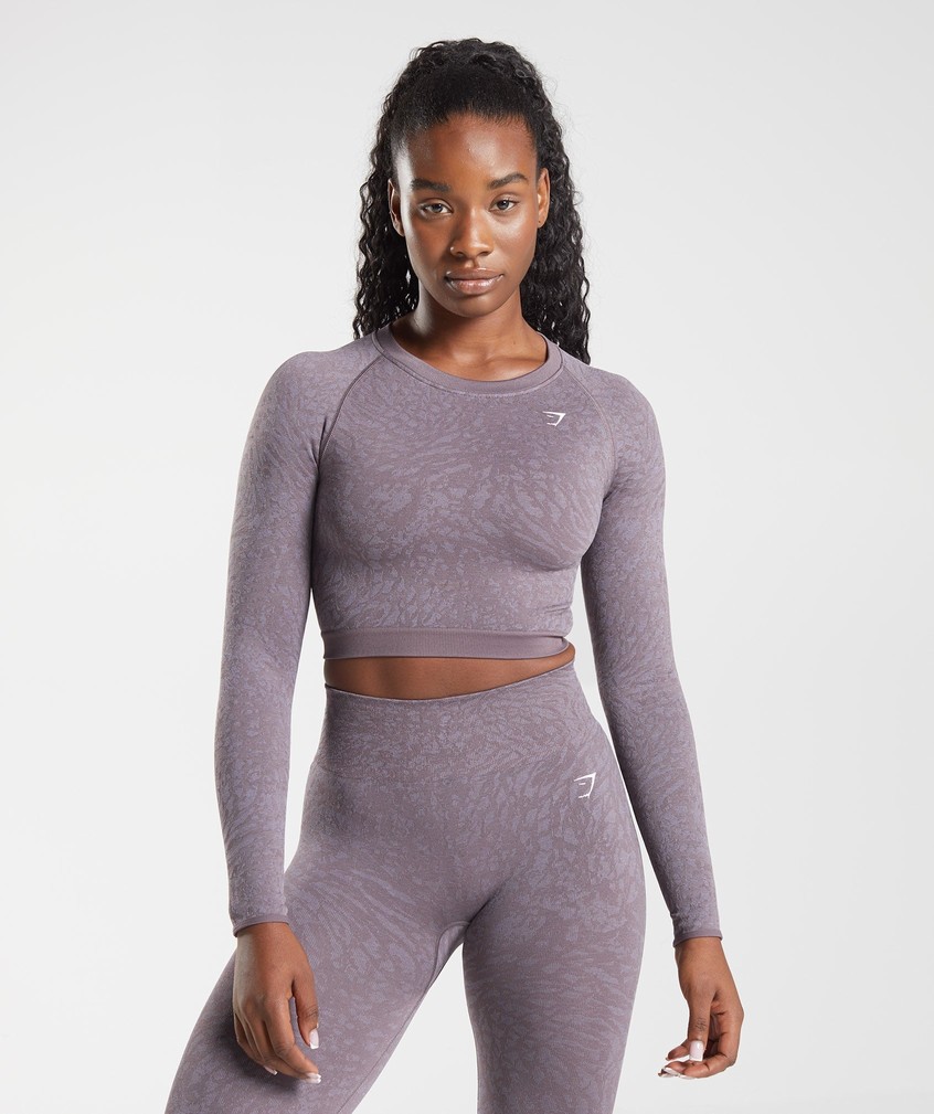 Purple Women's Gymshark Adapt Animal Seamless Lace Up Back Top T-Shirts | USA-01738