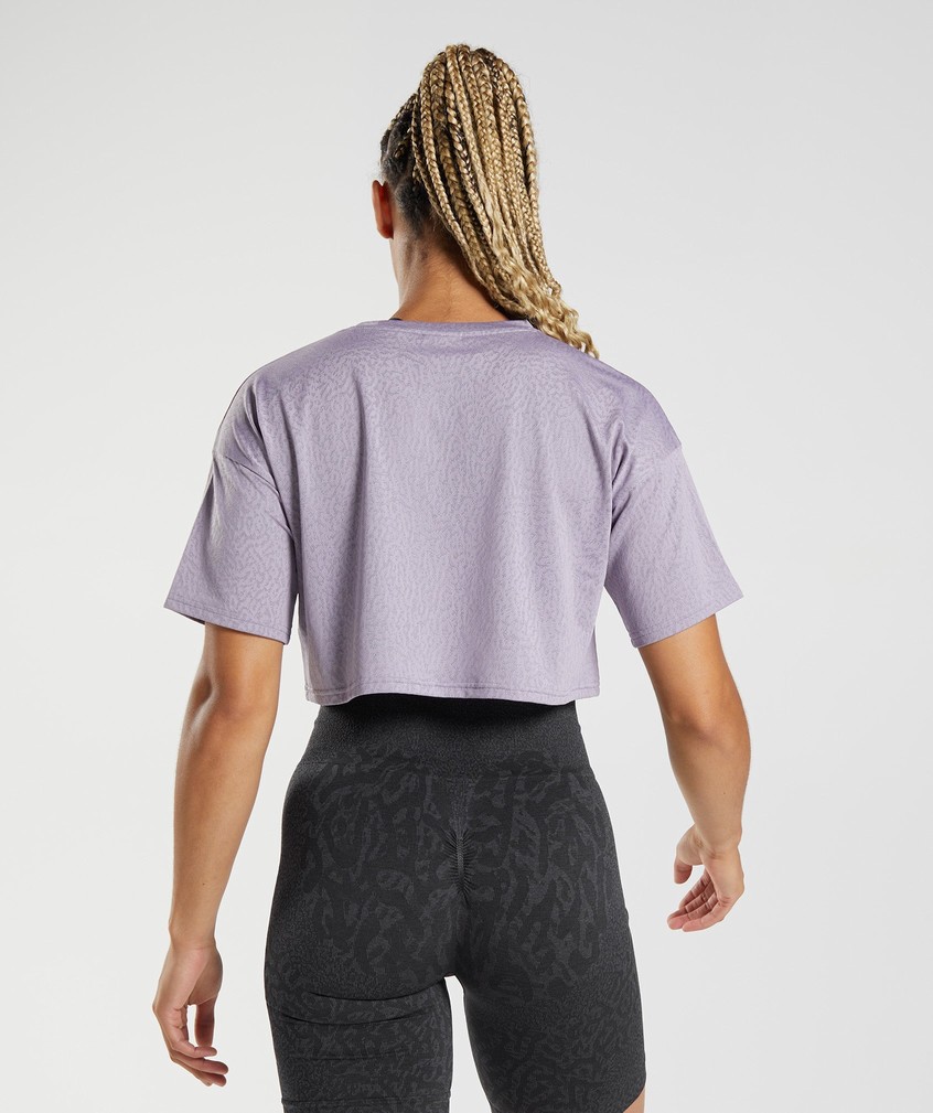 Purple Women's Gymshark Adapt Animal Seamless Crop Top T-Shirts | USA-43062