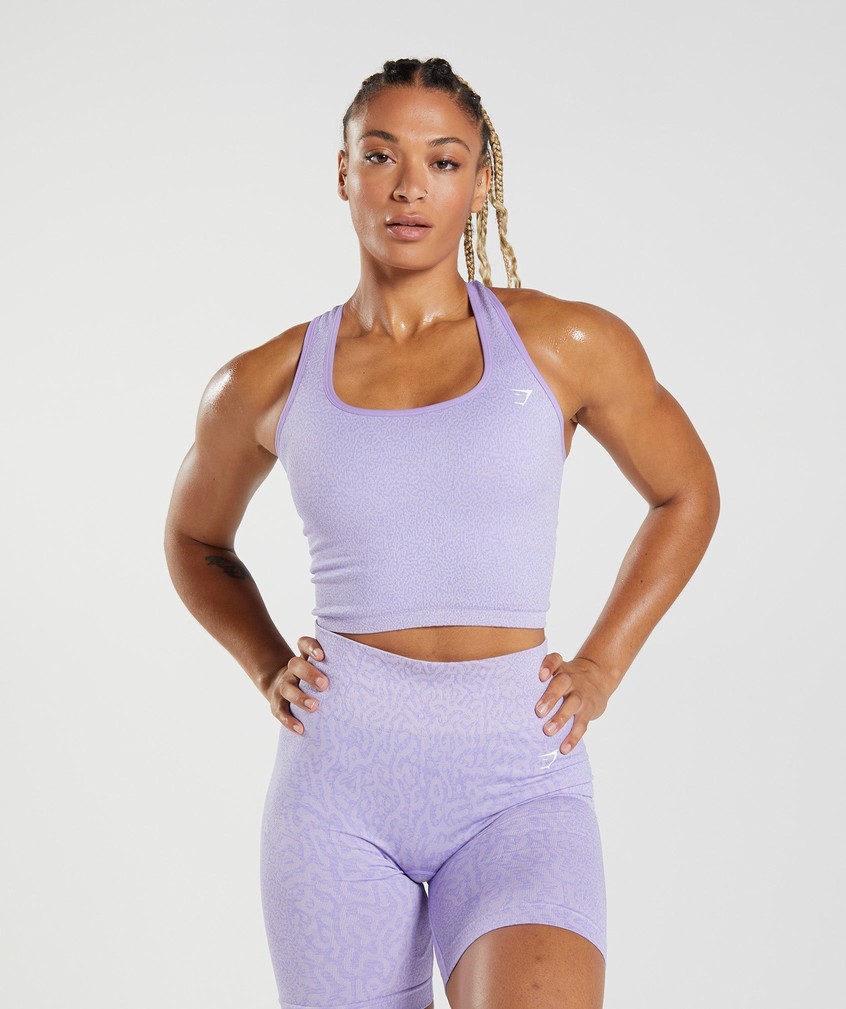 Purple Women\'s Gymshark Adapt Animal Seamless Crop Tank T-Shirts | USA-48617