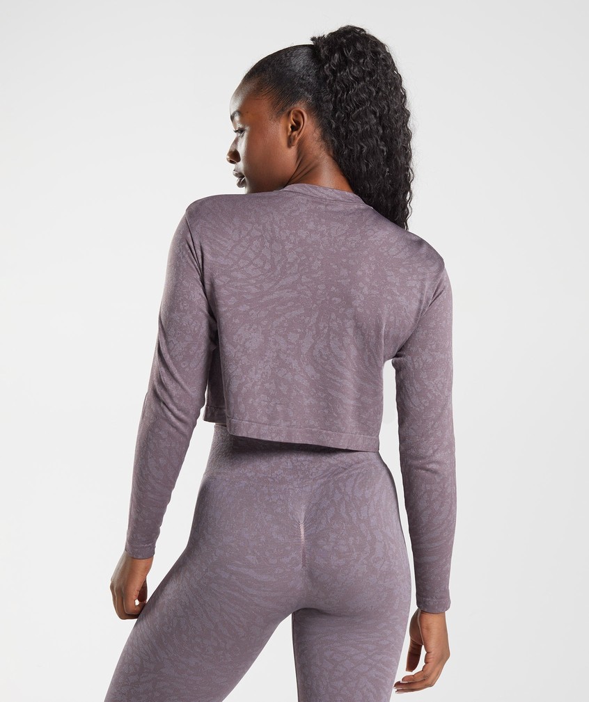 Purple Women's Gymshark Adapt Animal Seamless Long Sleeve Top T-Shirts | USA-82097